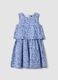 Blue pure cotton mini dress with floral print_0