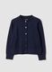 Blue cotton-blend crew-neck cardigan, regular fit, for girls_0