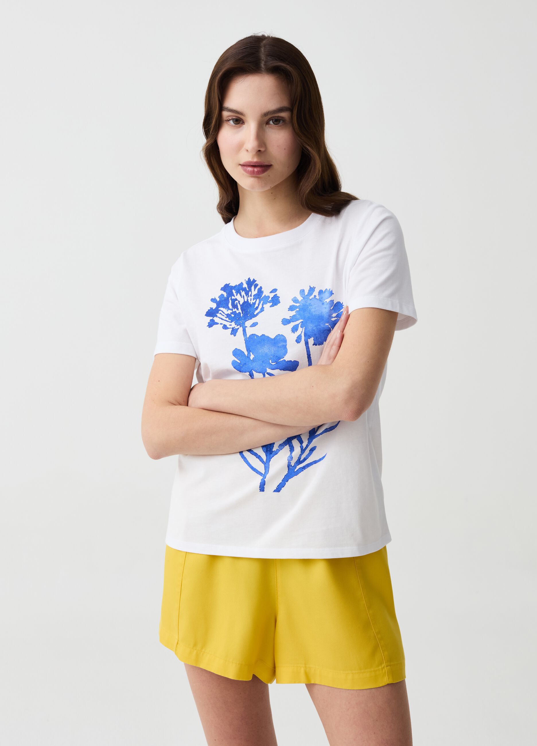 Cotton T-shirt with floral print