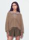 Cardigan marrone in lana elasticizzata con scollo profondo a V over fit_2