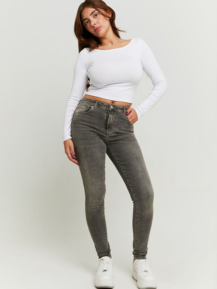 Women's Grey Slim Fit Stretch Cotton Jeans_0