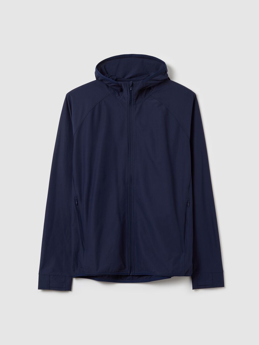 Full-zip sweatshirt in technical fabric with hood_4