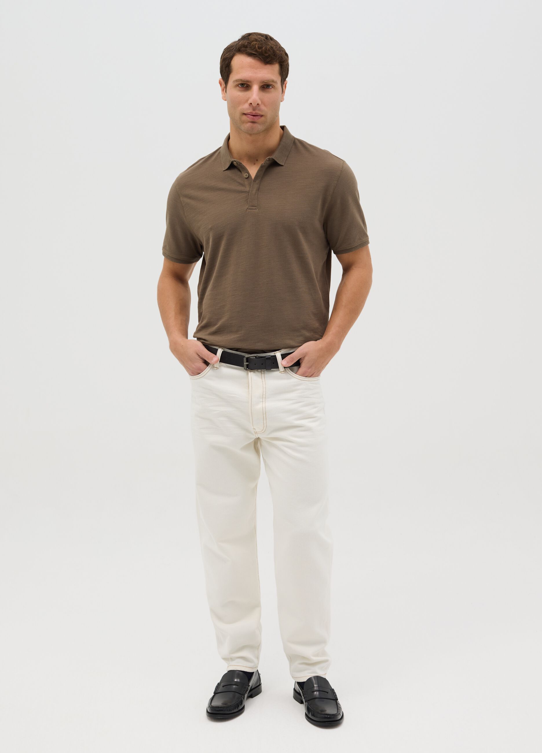 Brown pure cotton polo by Ovs