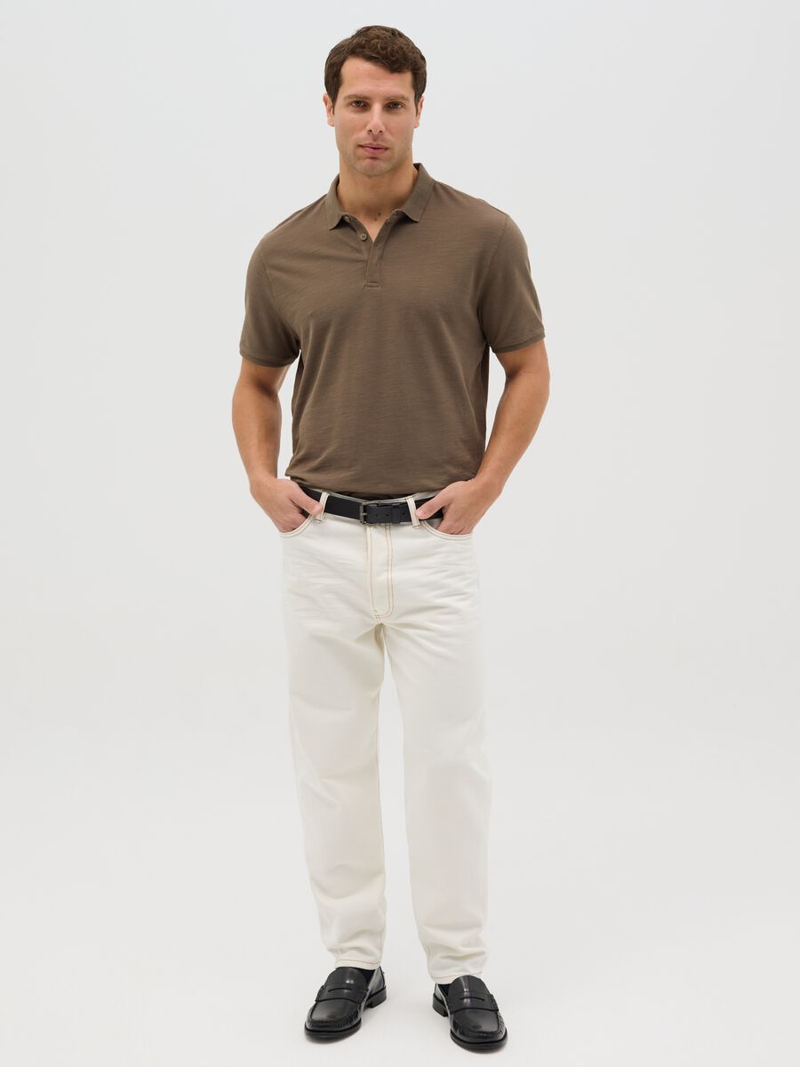 Brown pure cotton polo by Ovs_1