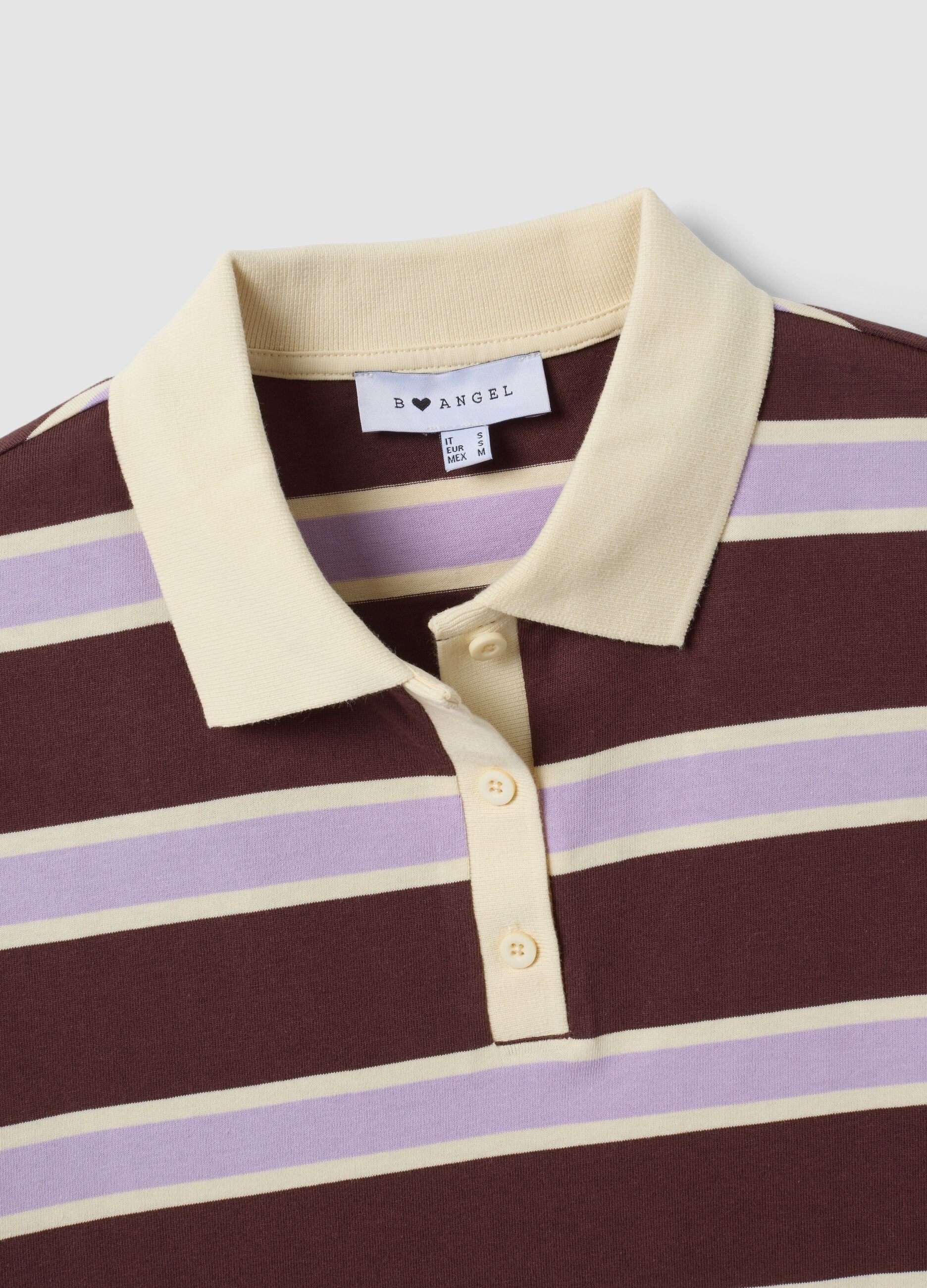 Brown pure cotton oversized striped polo