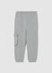 Grey cotton blend children's trousers with oversized fit_1