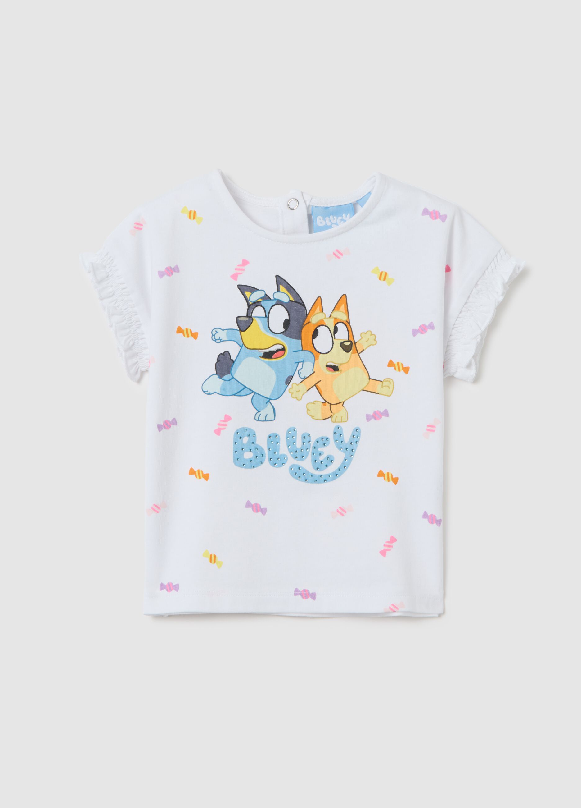 Girls' white cotton t-shirt, regular fit
