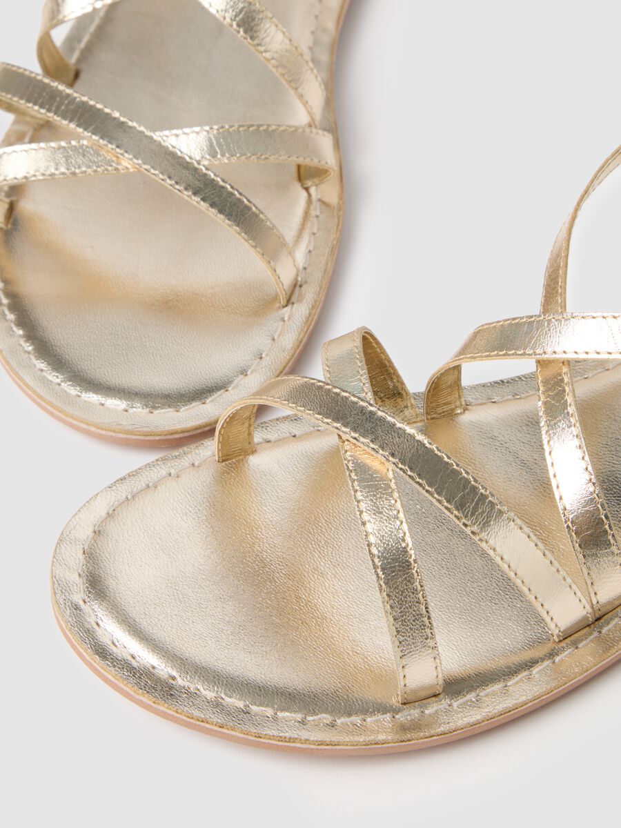 Women's Gold Genuine Leather Sandals_2