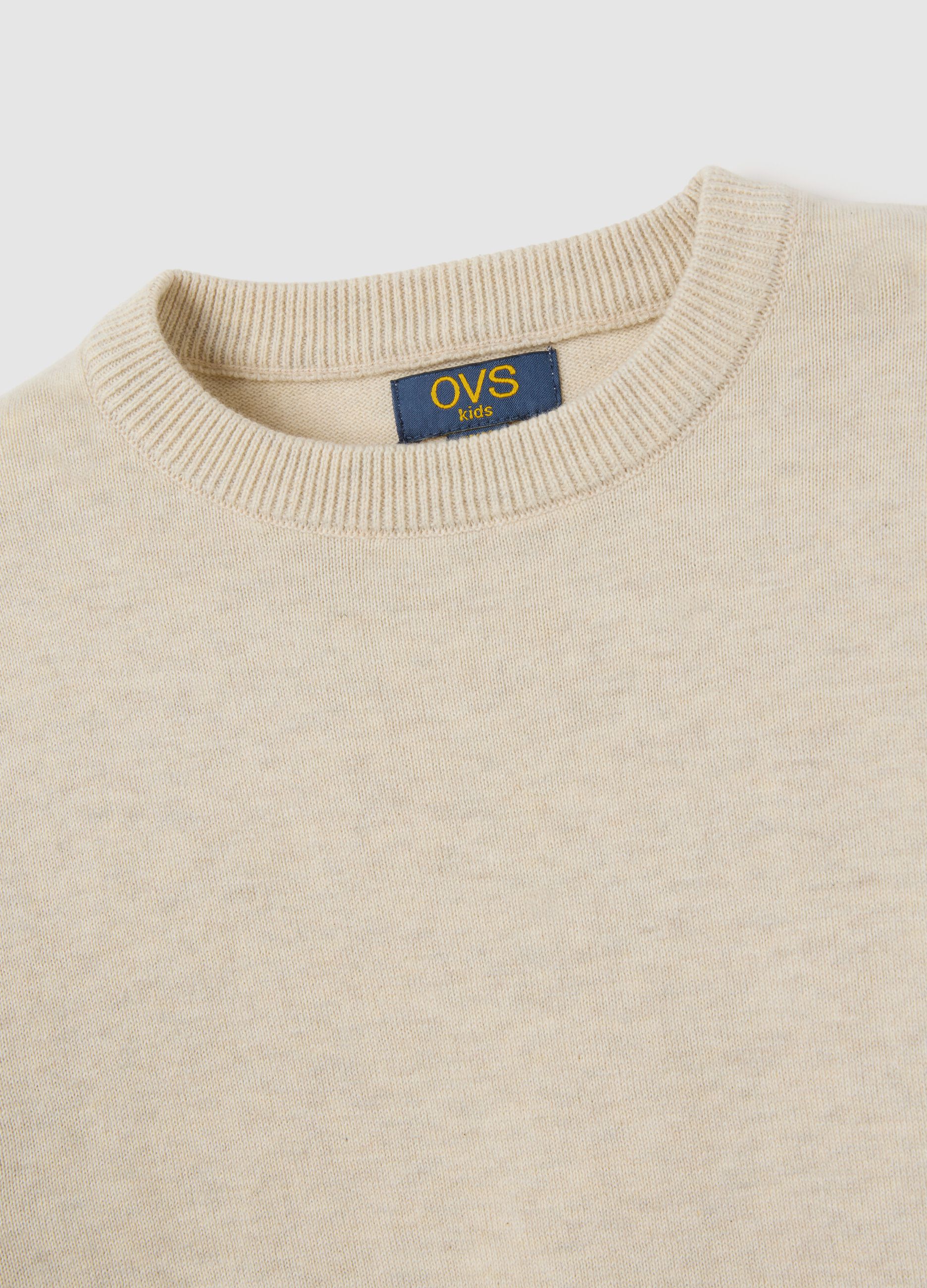 Beige regular fit cotton jumper for children