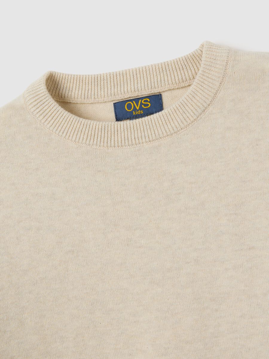 Beige regular fit cotton jumper for children_2