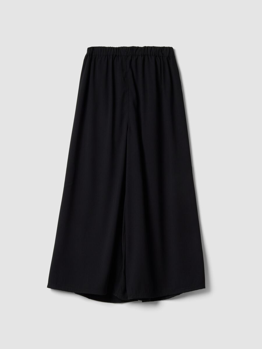 Pantaloni in puro cotone nero da ragazza wide leg_4