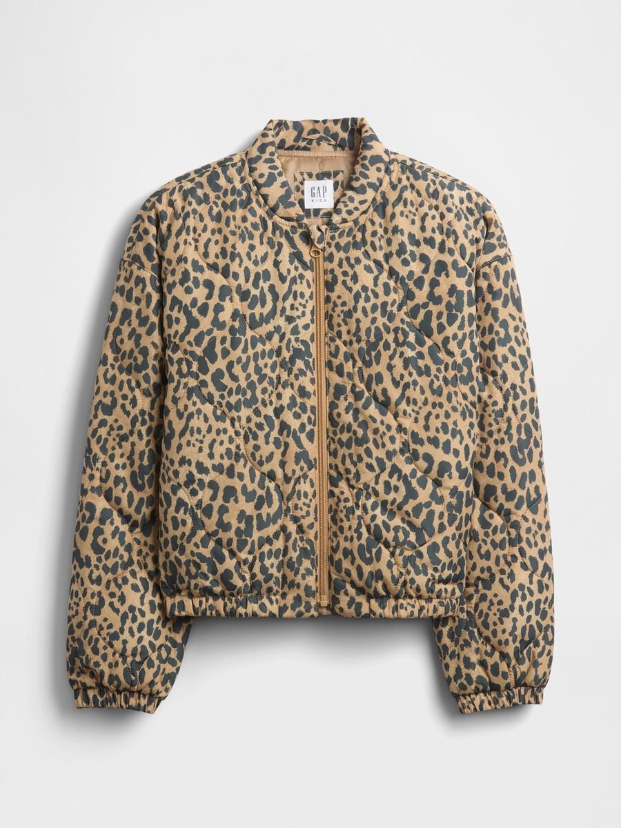 Beige Leopard Print Bomber Jacket_4