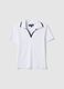 White stretch cotton regular fit polo shirt with contrasting collar_4