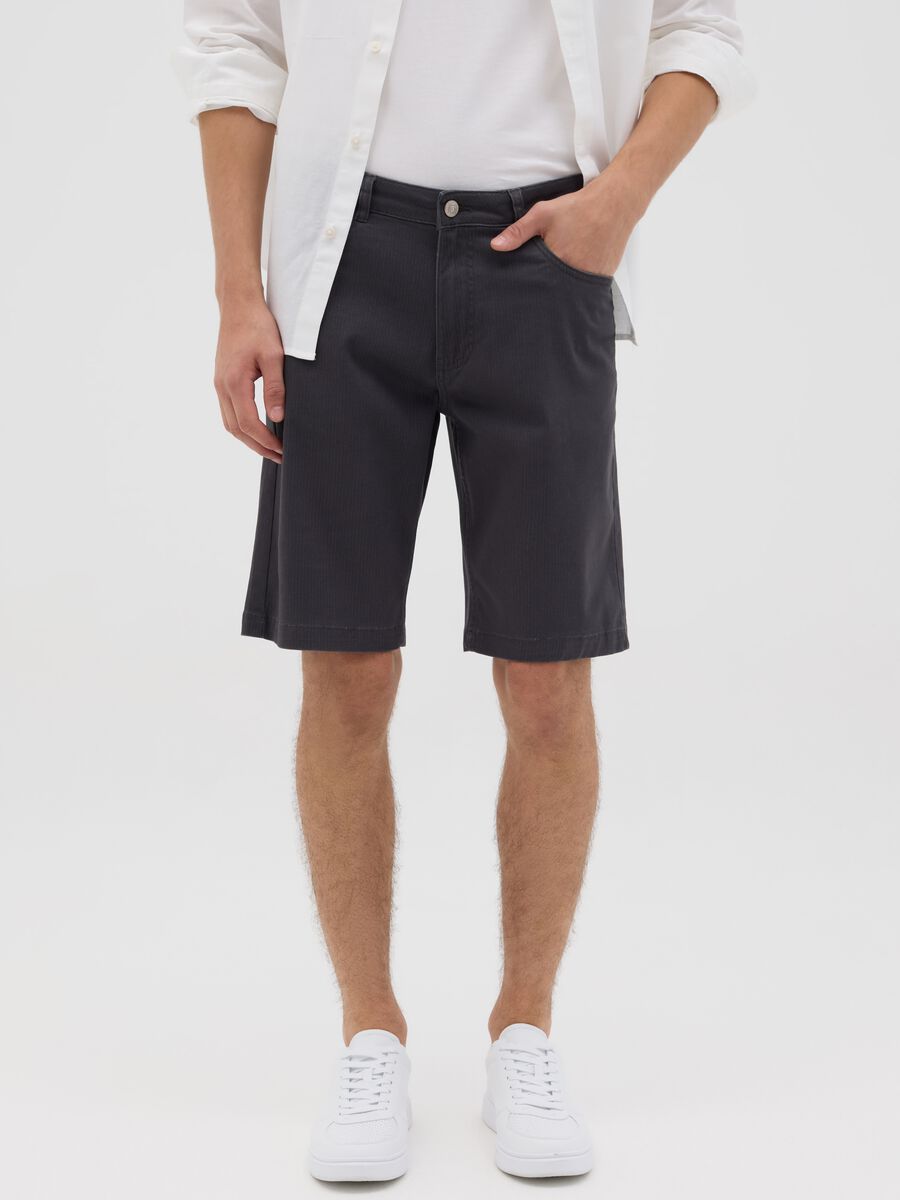Regular black stretch cotton shorts_1
