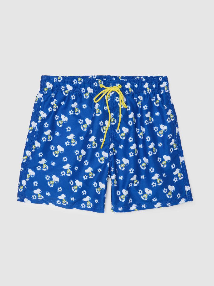 Pantaloncini da uomo in tessuto blu con stampa_0