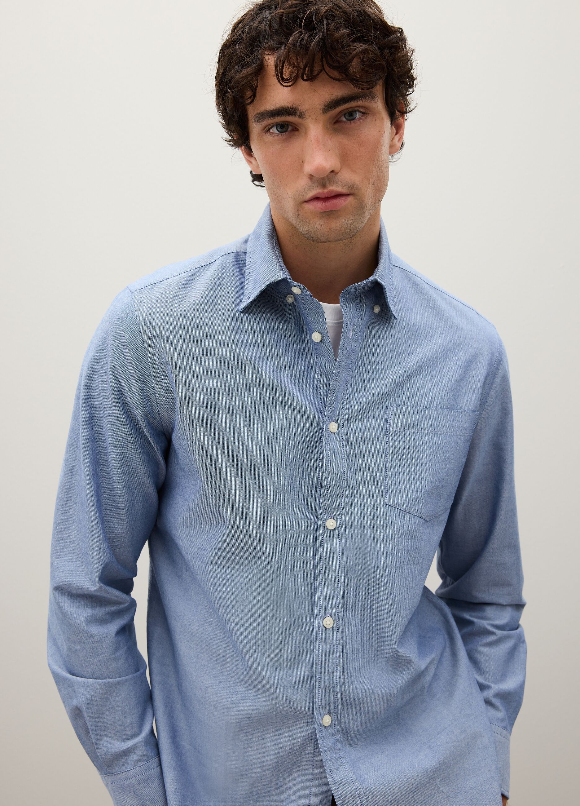 Oxford cotton shirt with button-down collar