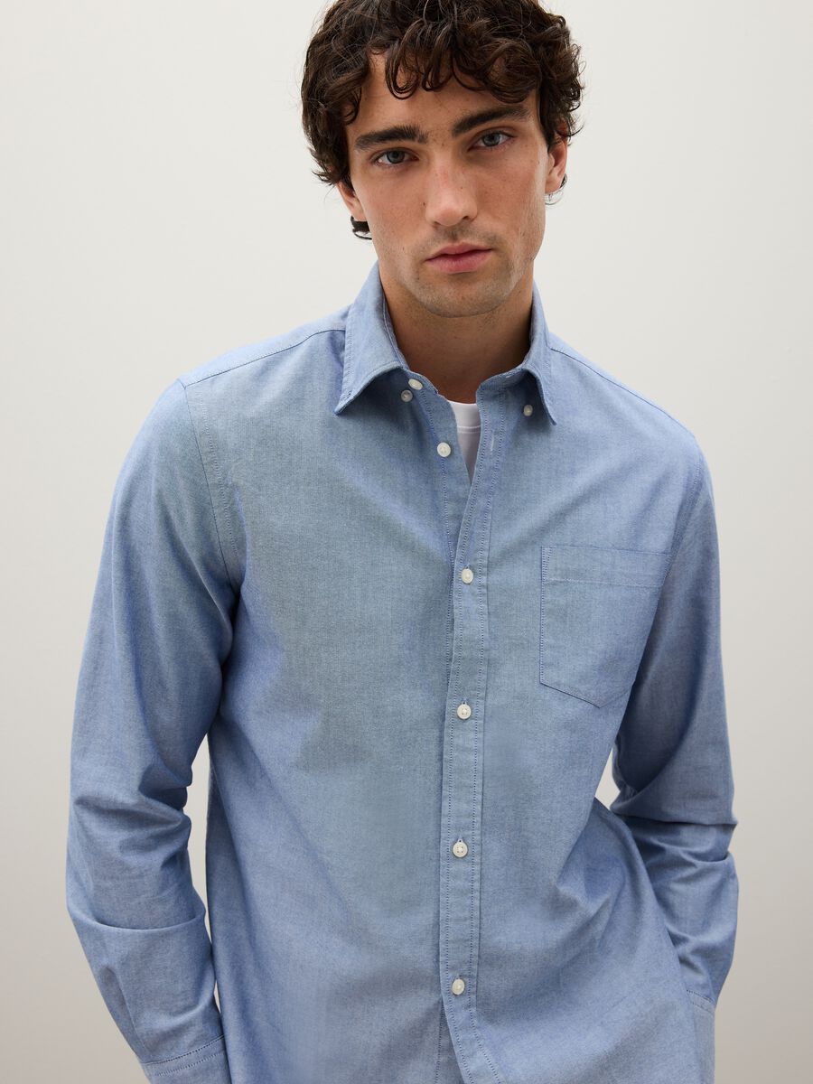 Oxford cotton shirt with button-down collar_2