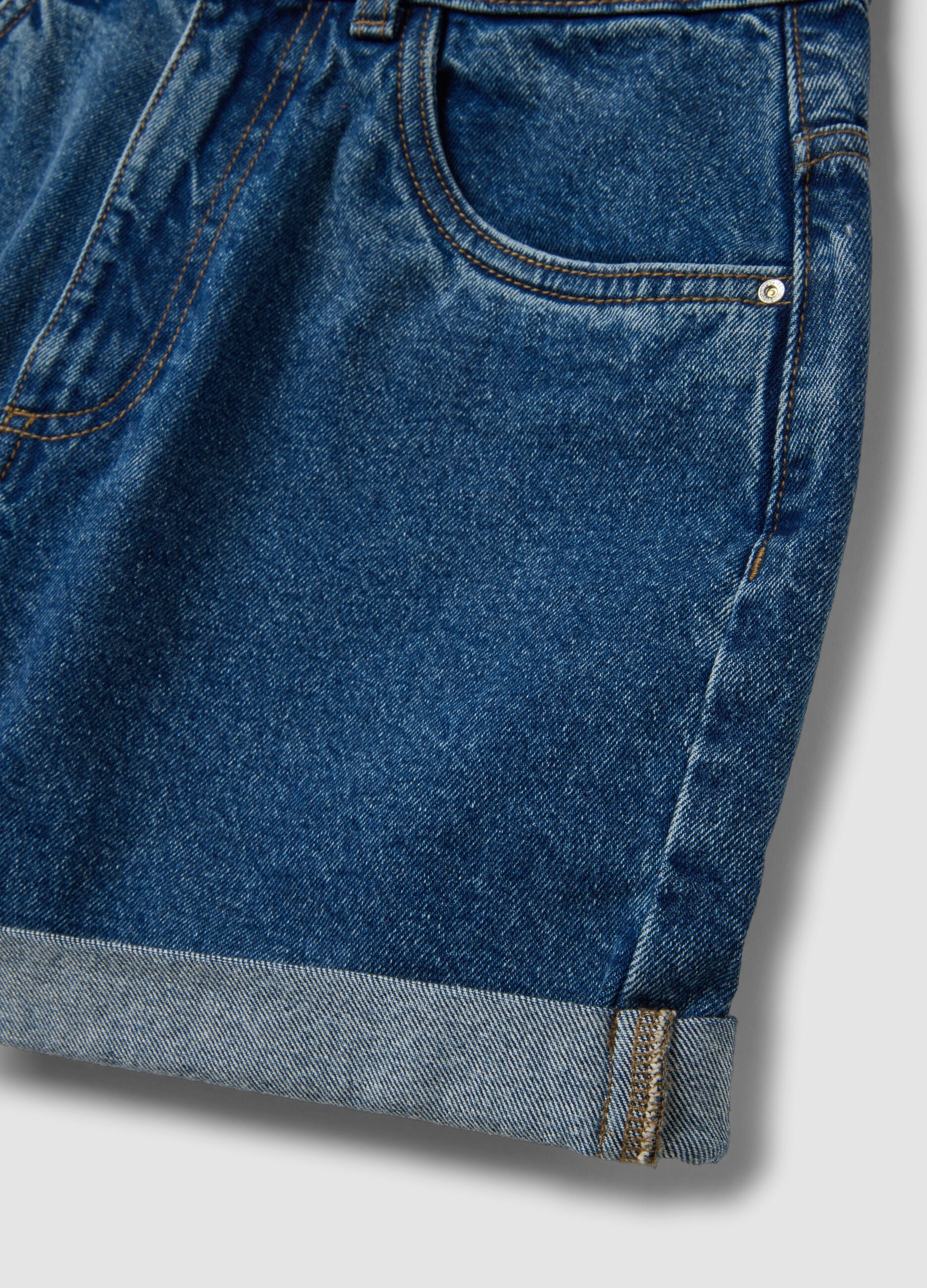 Blue pure cotton denim shorts
