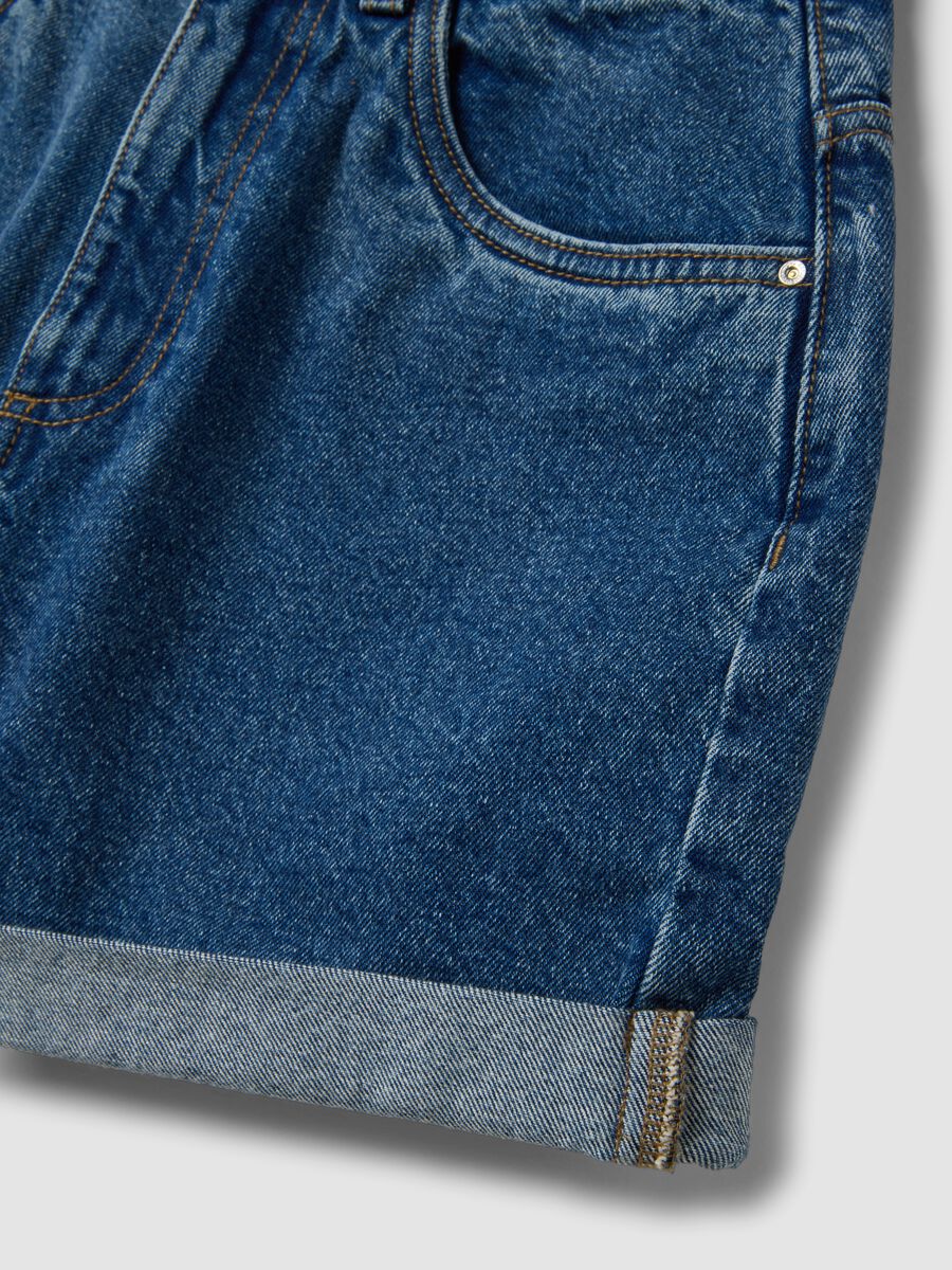 Blue pure cotton denim shorts_1