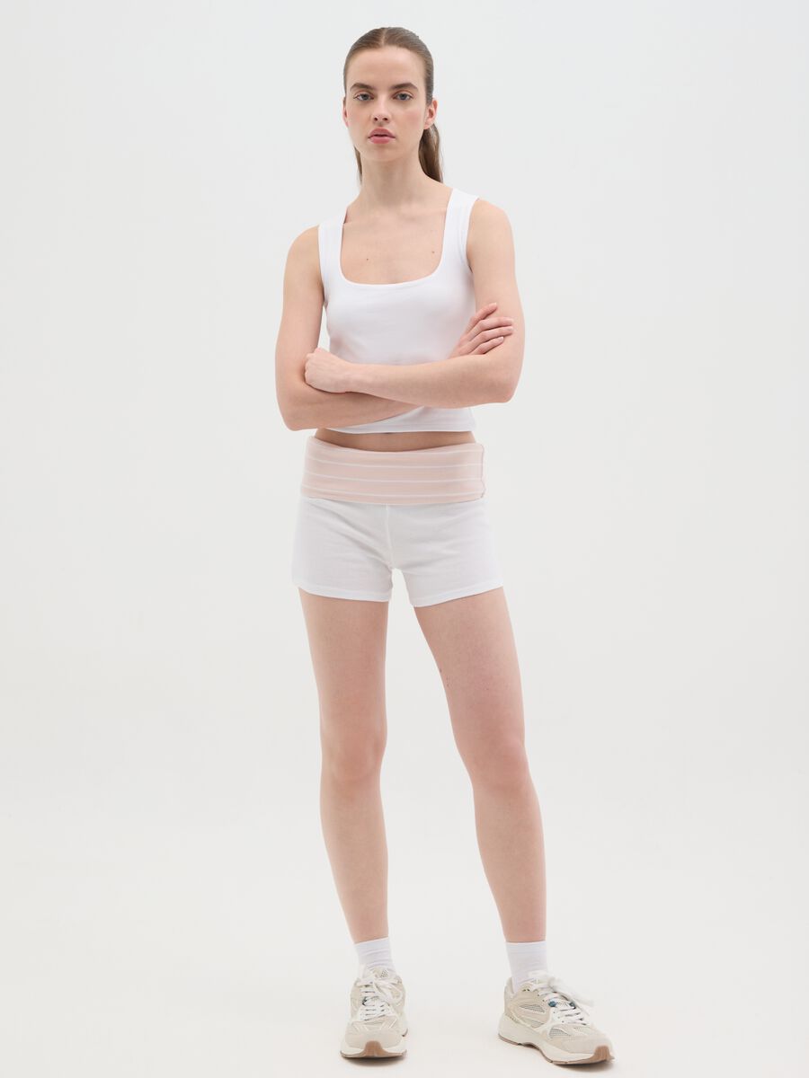 White fitted women's tank top in stretch cotton_1