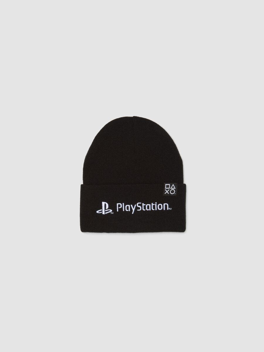 Cappello nero con risvolto e ricamo Playstation_0