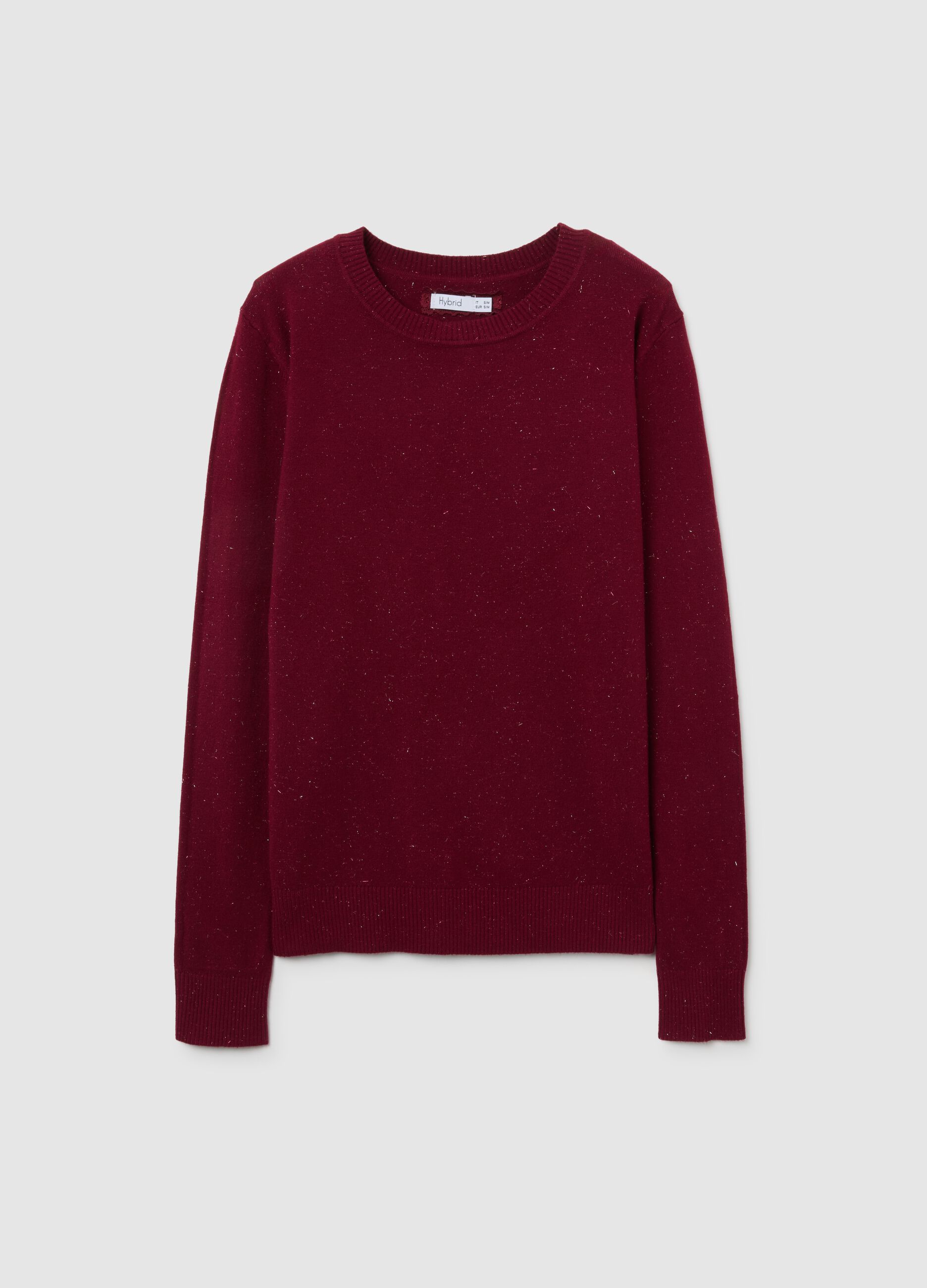 Burgundy sweater with round neckline
