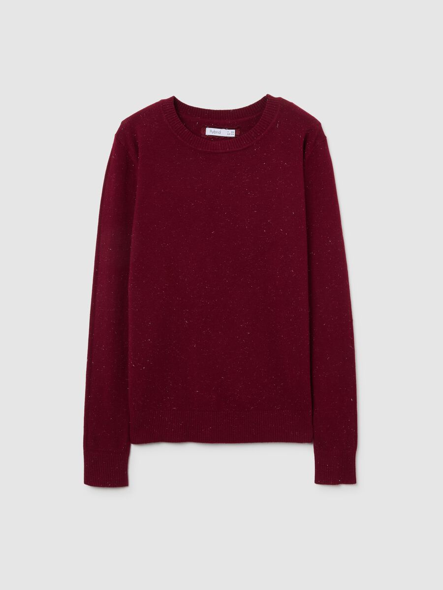 Burgundy sweater with round neckline_0