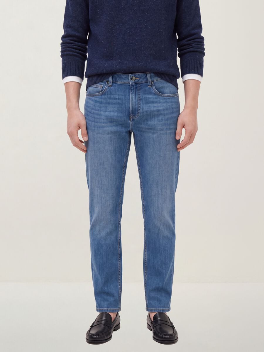 Light blue slim-fit stretch cotton jeans_2