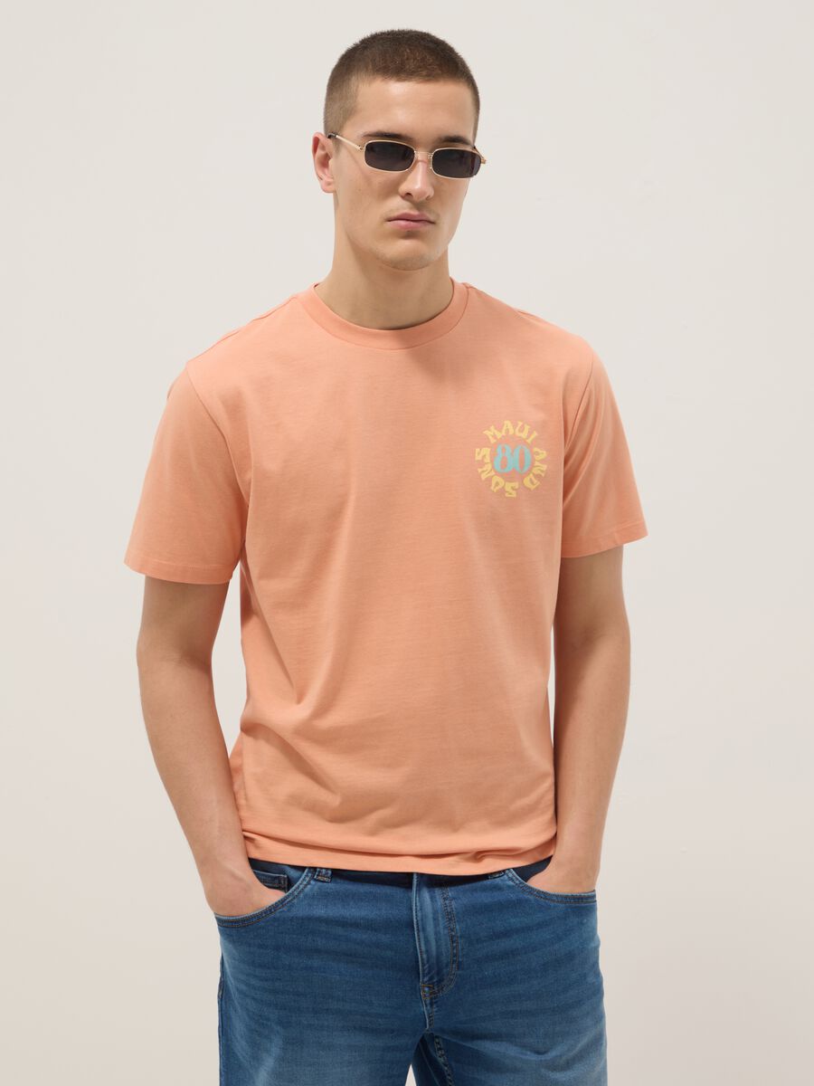 T-shirt rosa in puro cotone a maniche corte_0