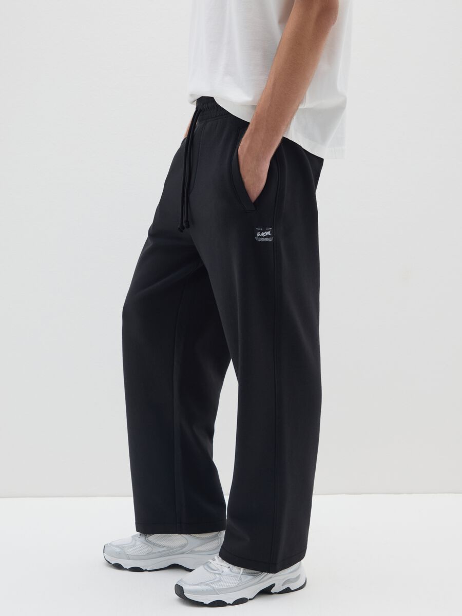 Pantaloni in misto cotone nero relaxed fit_3