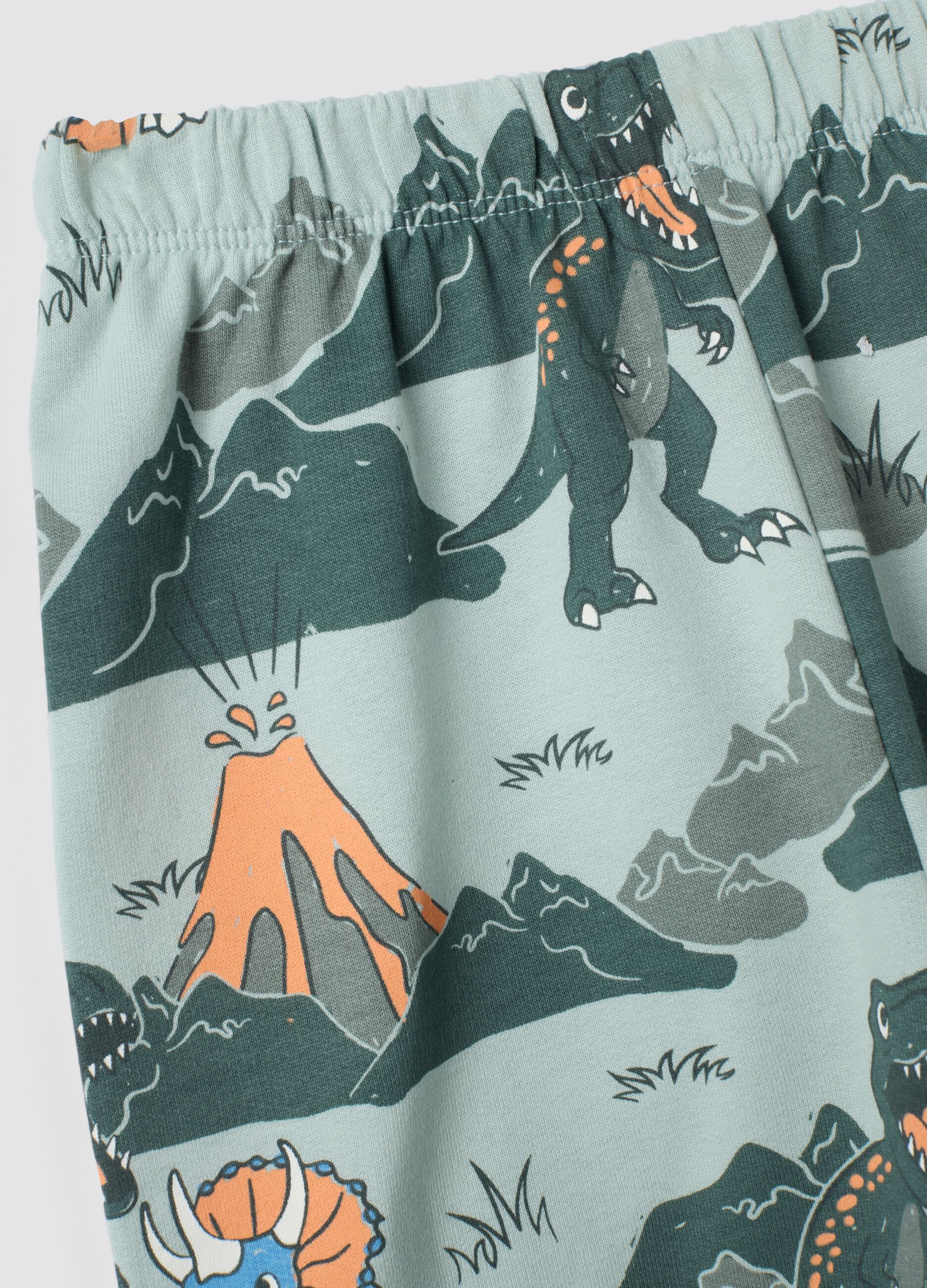 Aqua blue pure organic cotton crew-neck pyjamas