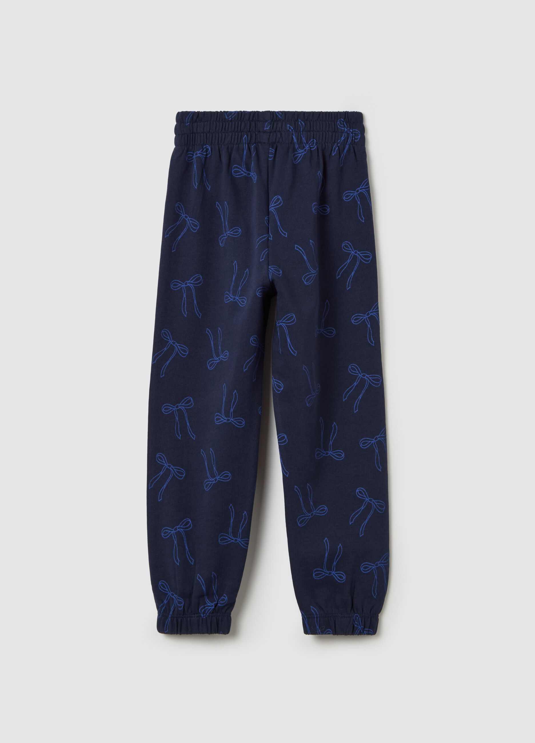 Cotton joggers with elasticated trims and print