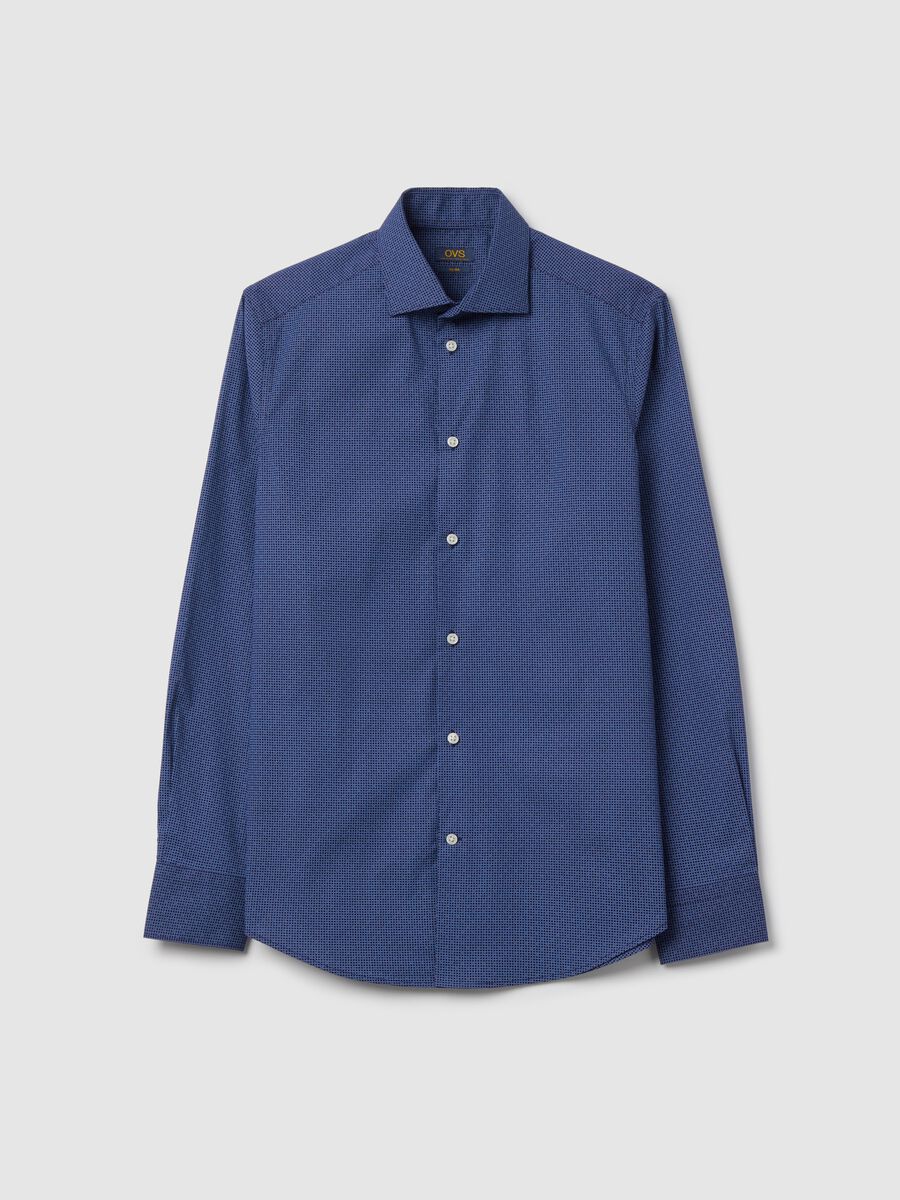 Slim-fit shirt with micro geometric pattern_4