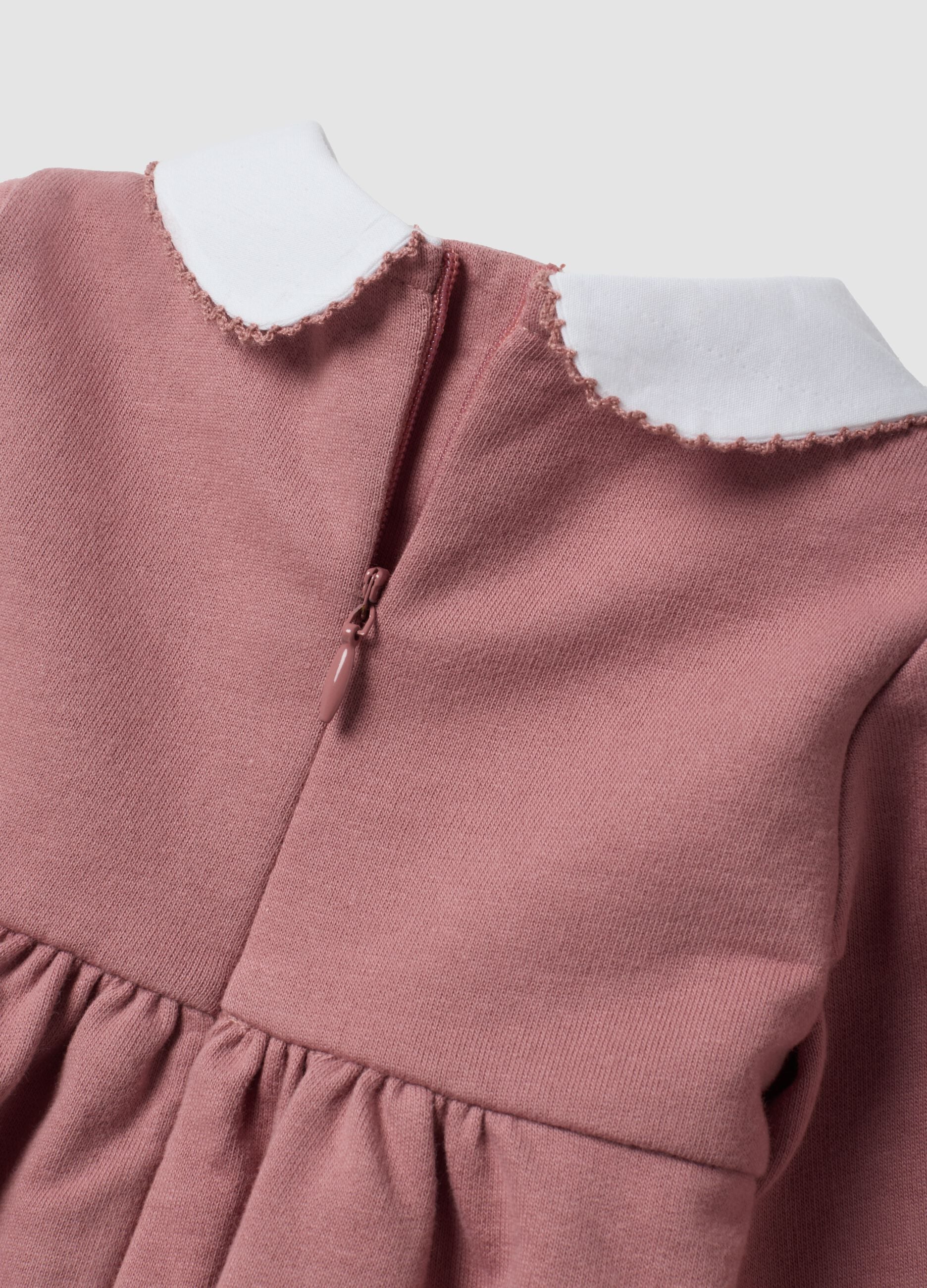 Pink dress in pure organic cotton with The Aristocats embroidery for baby girl