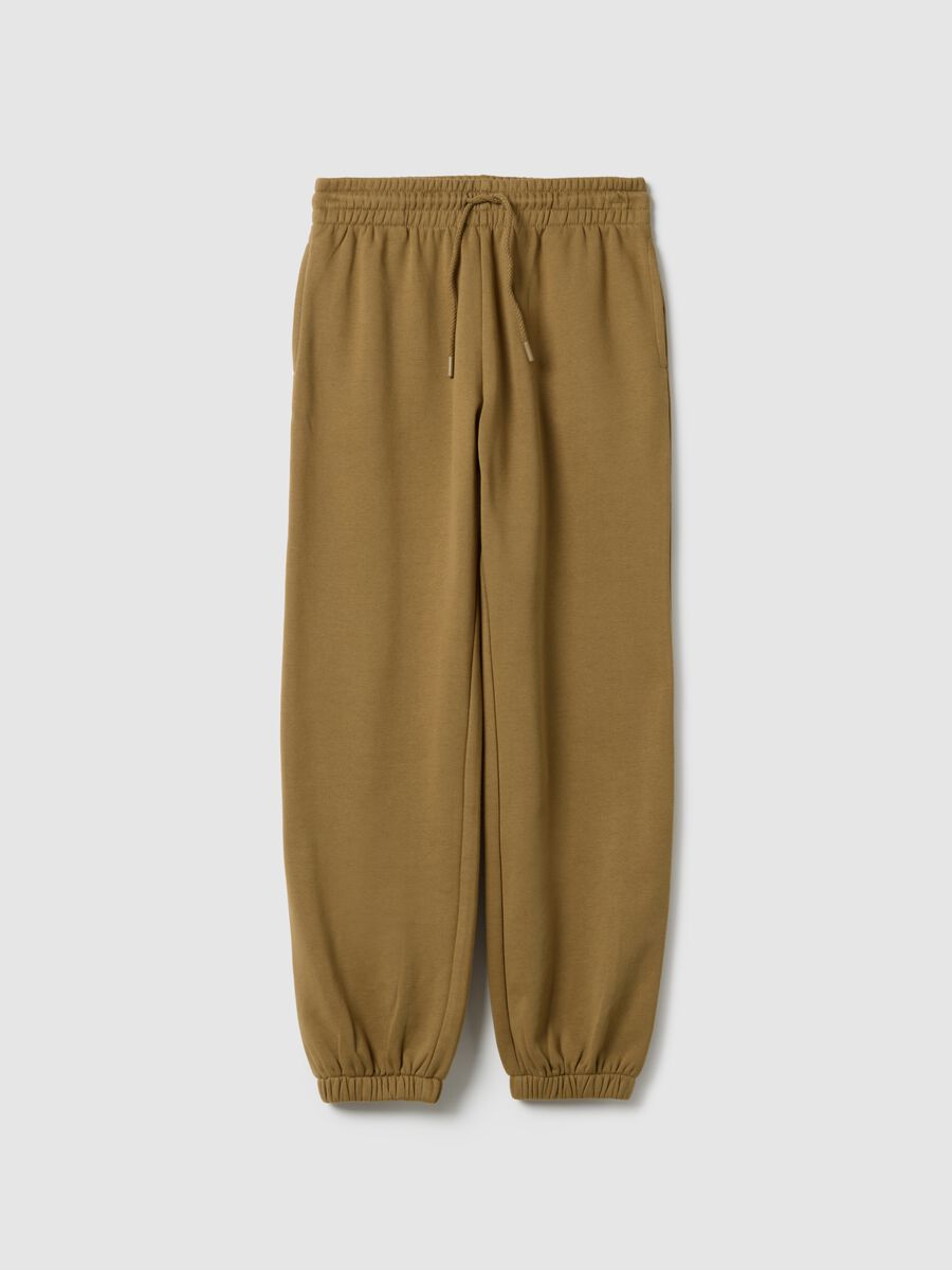 Brown cotton blend jogger trousers regular fit_4