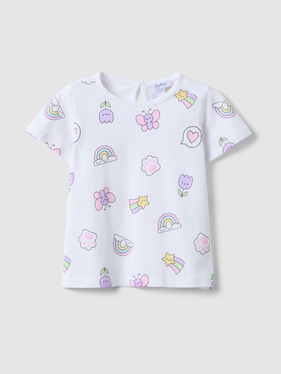 White pure cotton regular fit girls' t-shirt with designs_0