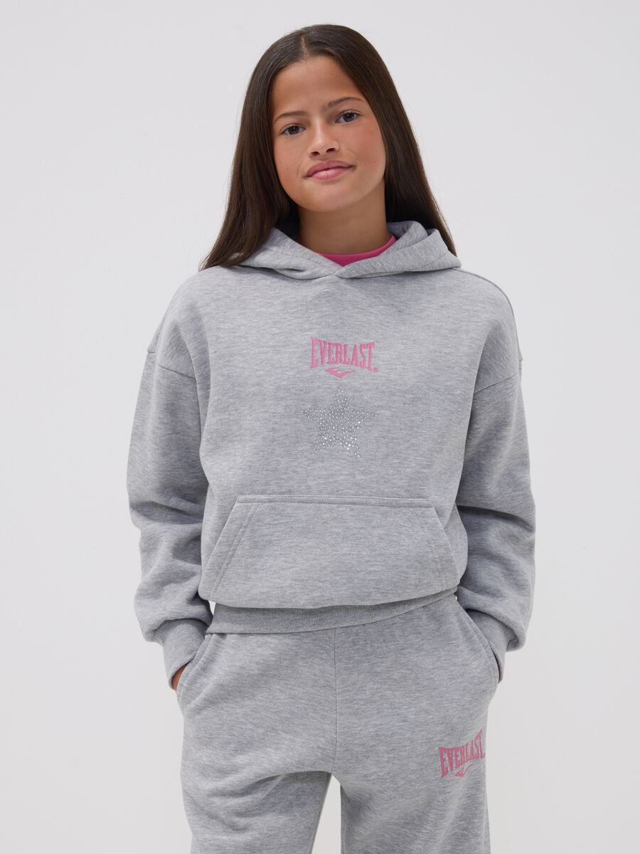 Grey cotton-blend hoodie for girls, regular fit_1