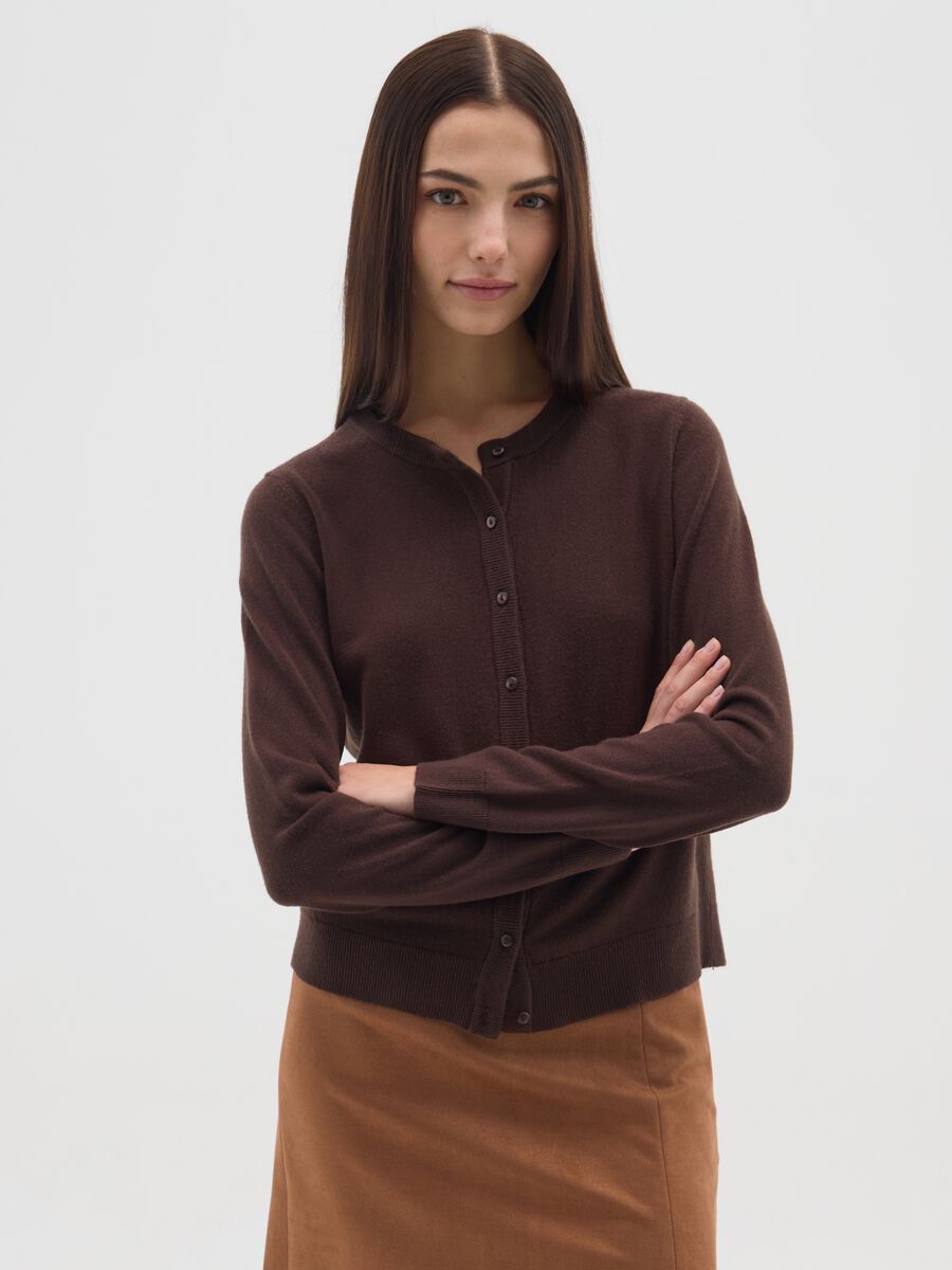 Cardigan marrone regular fit_0