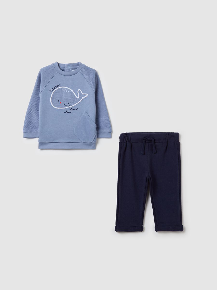 French terry set with whale embroidery_0