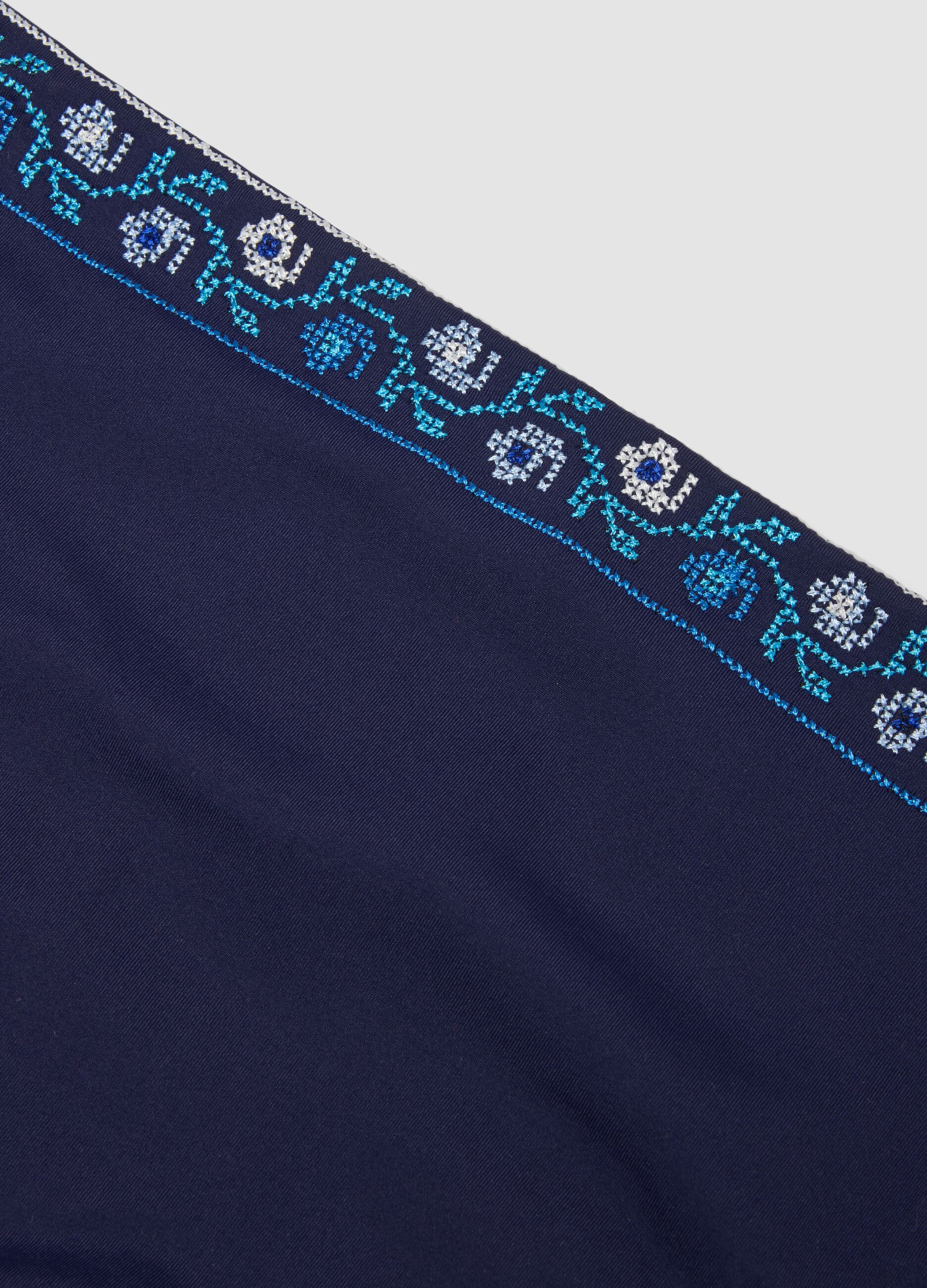 Blue stretch-fabric bikini bottoms
