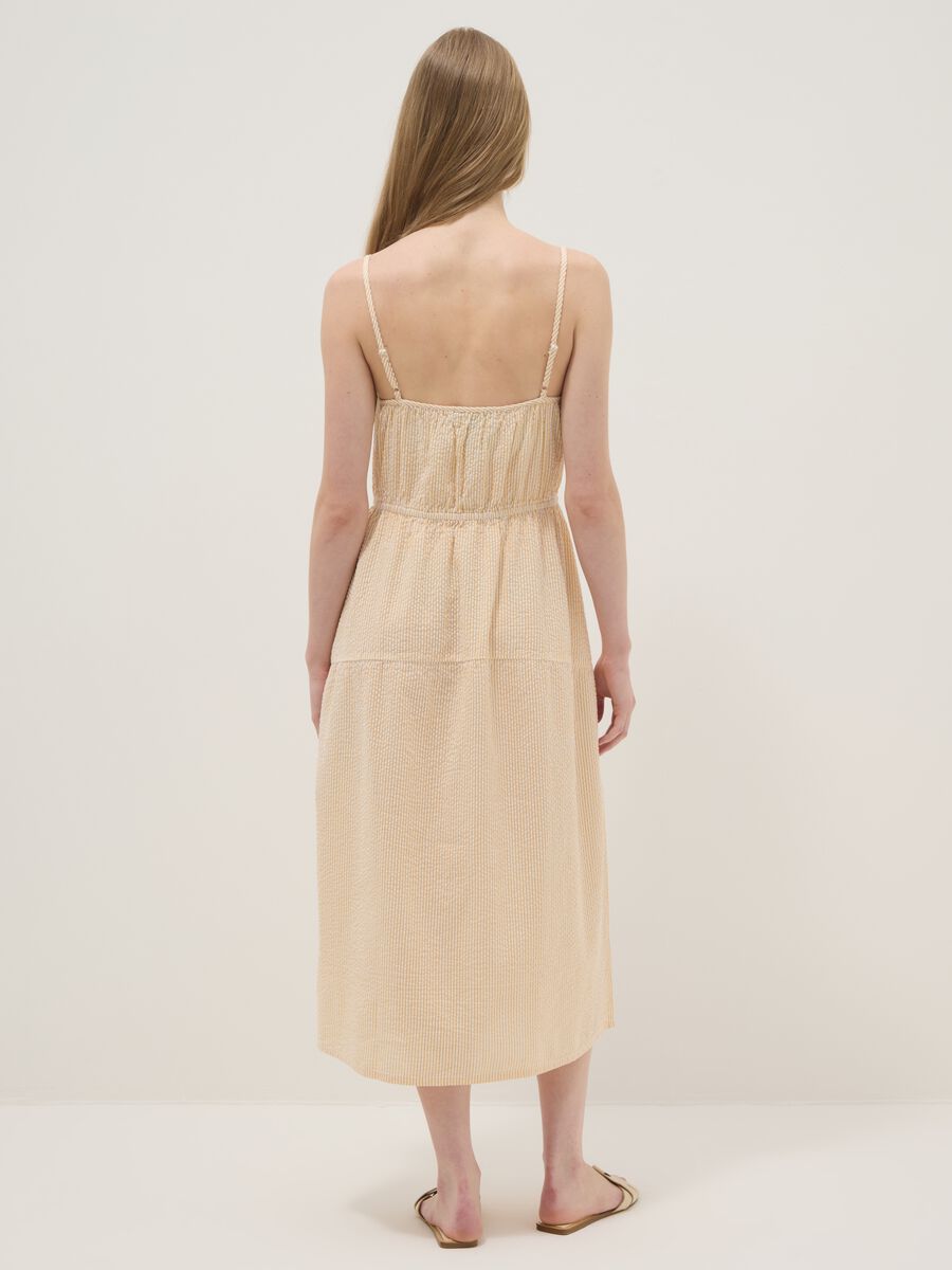 Abito beige a righe in puro cotone regular fit con spalline sottili_2