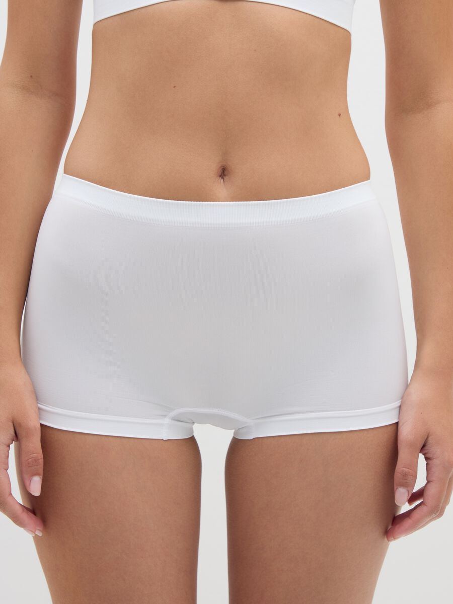 Boxer in tessuto elasticizzato bianco regular fit_1