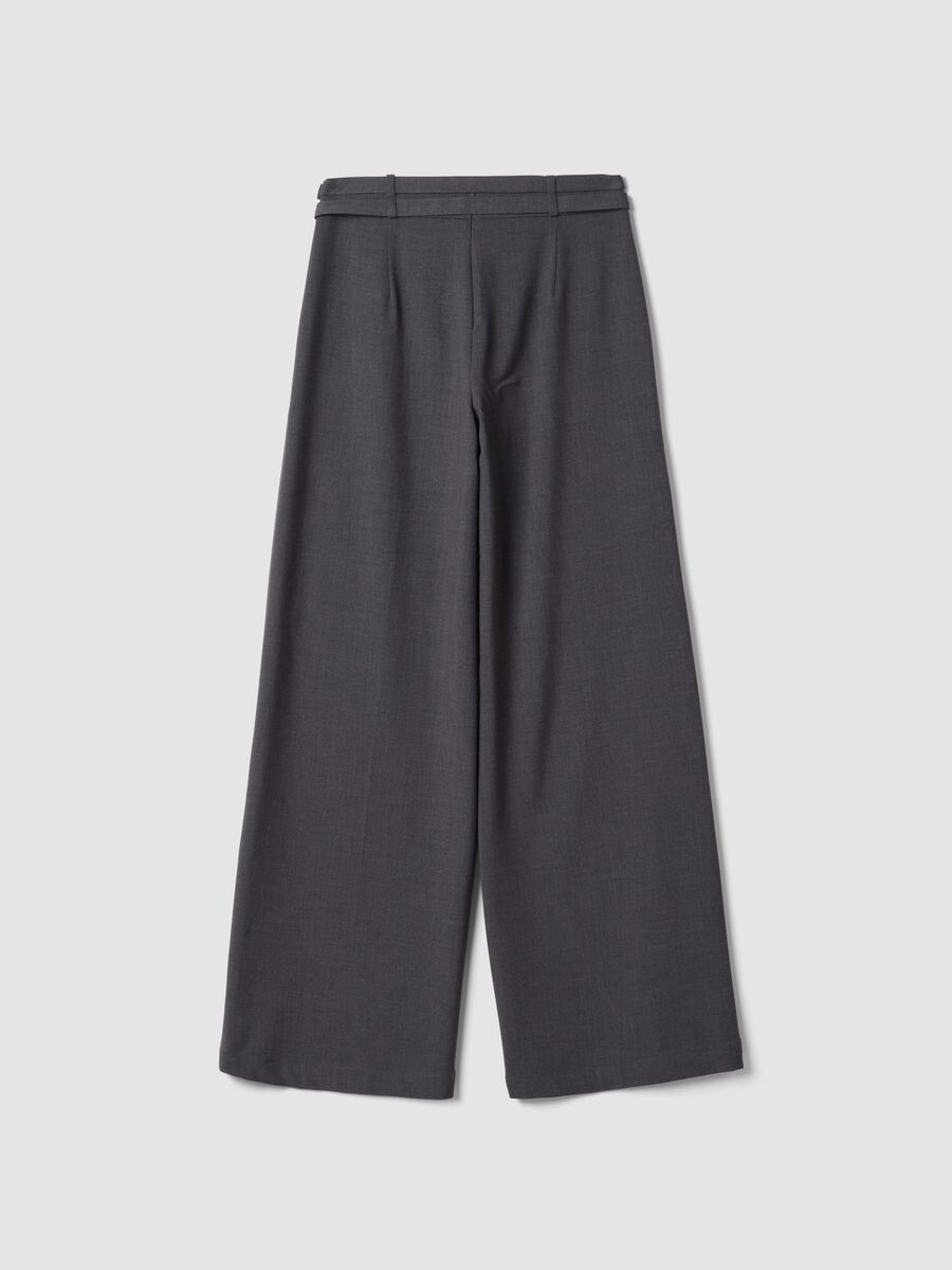 Pantaloni formali grigi in viscosa elasticizzata con cintura_2