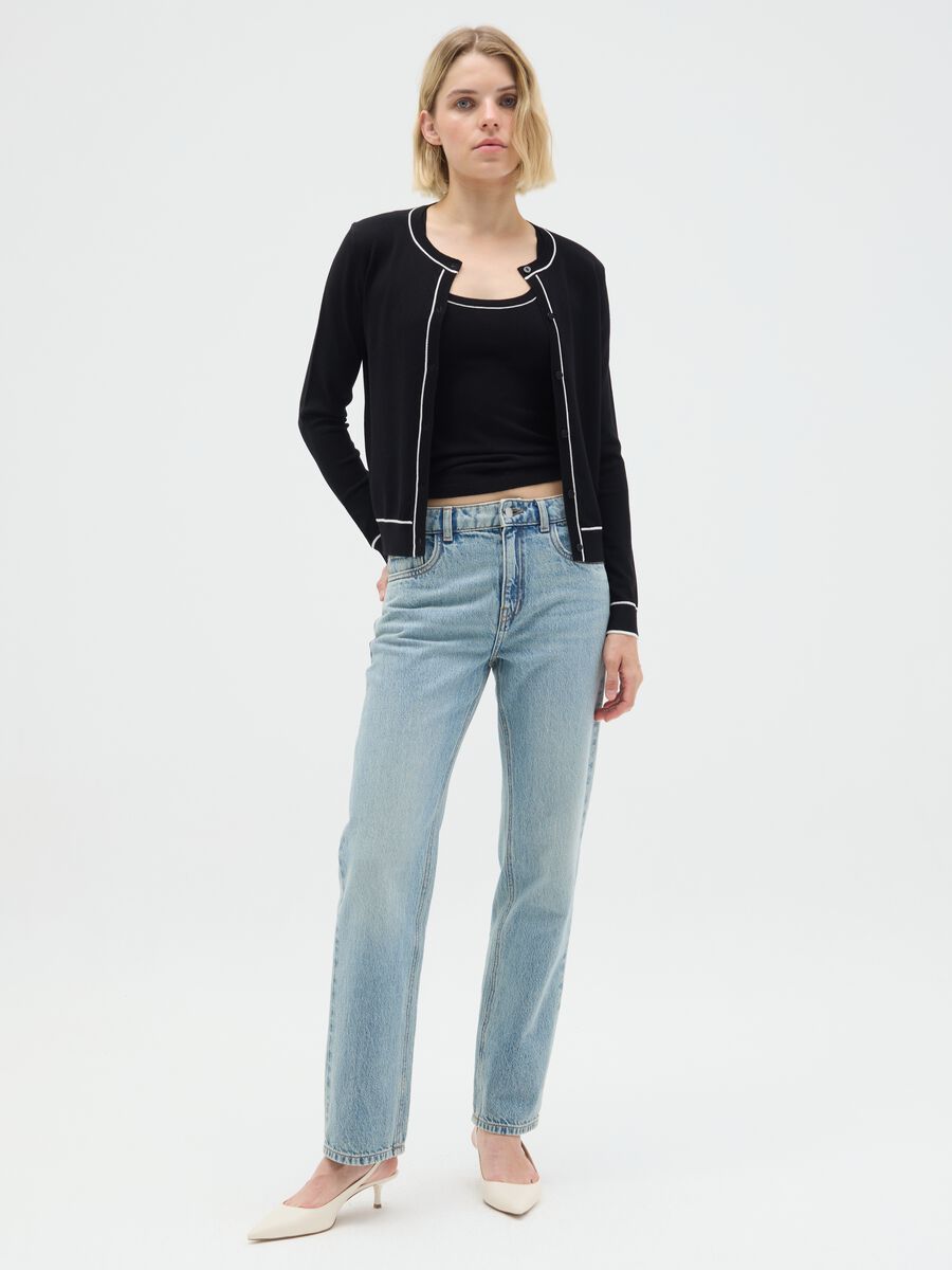 White viscose blend cardigan regular fit_2