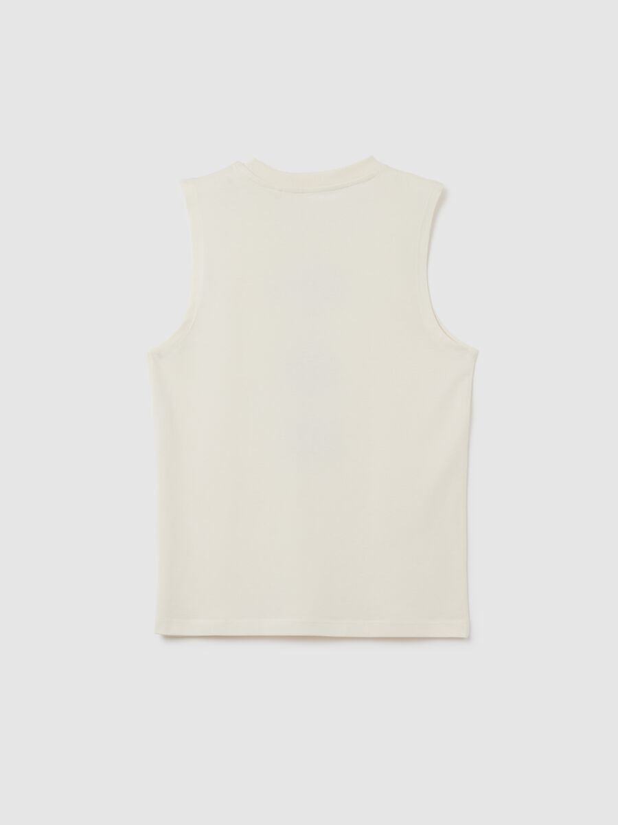 Canotta da ragazzo in puro cotone bianca regular fit_1