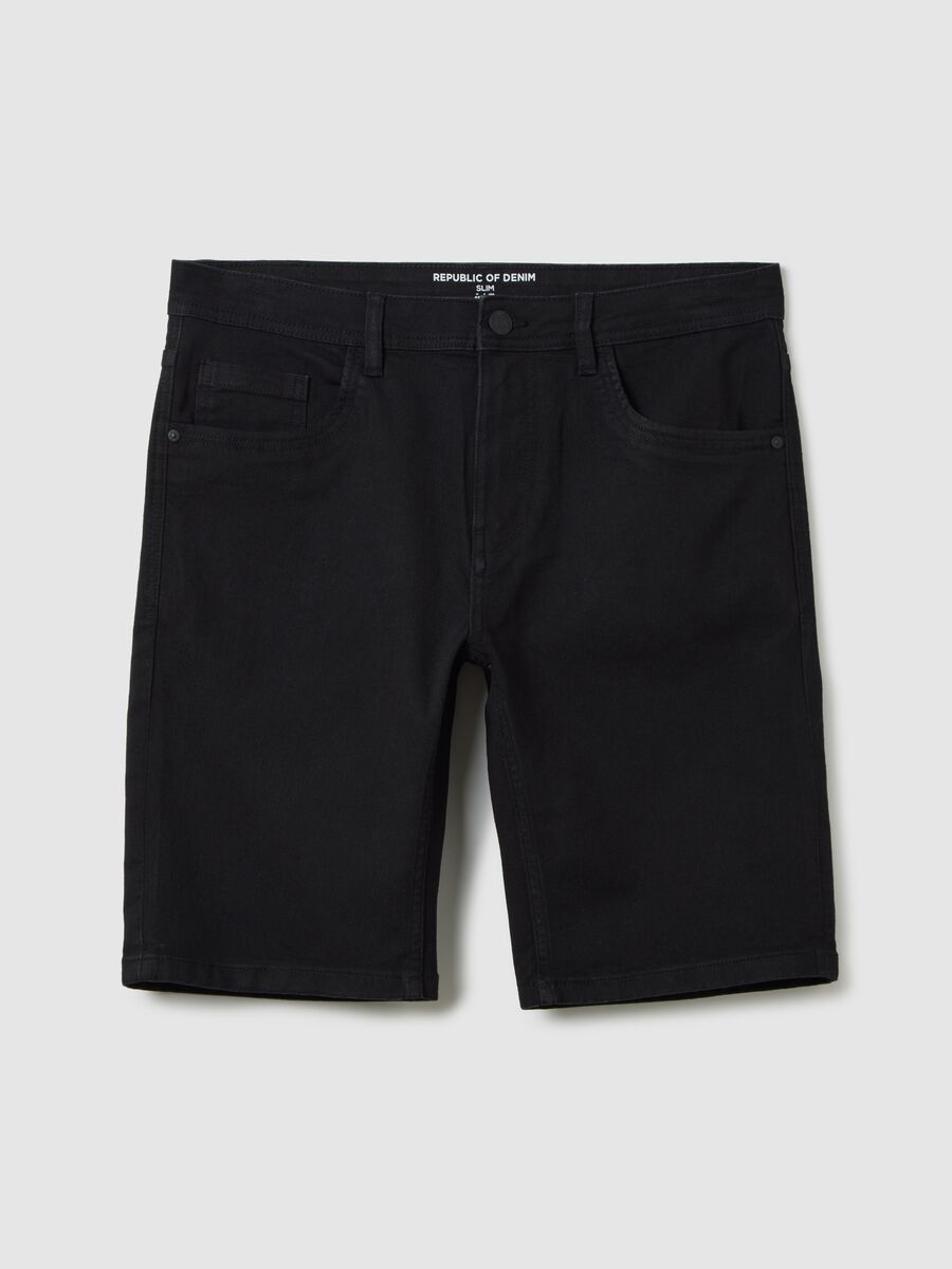 Black stretch denim shorts by Ovs_4