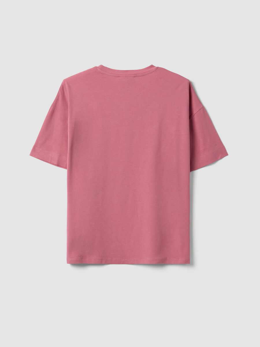 T-shirt girocollo rosa in misto cotone e modal elasticizzato regular fit_6