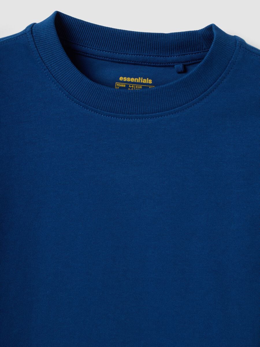 T-shirt blu in puro cotone organico a girocollo per bambino regular fit_2