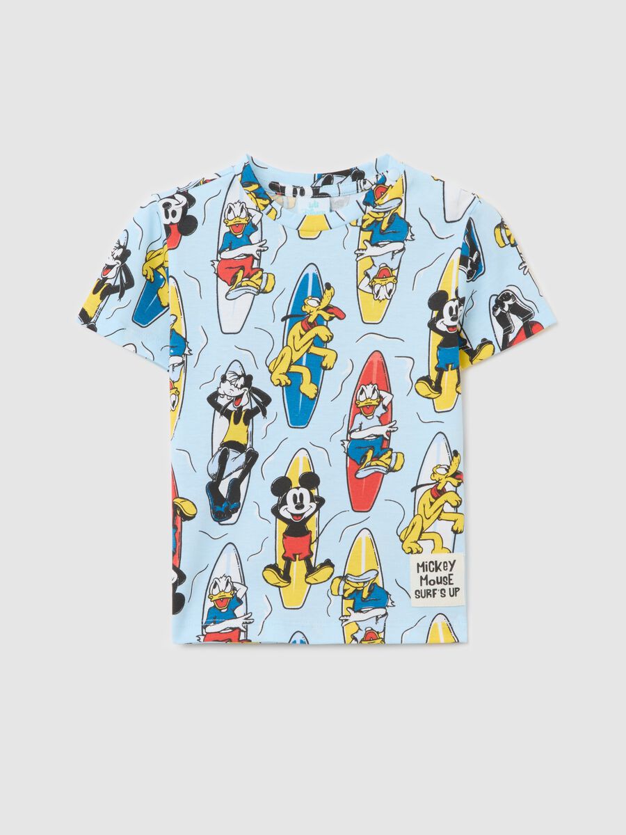 Sky blue T-shirt with short sleeves and Disney characters_0