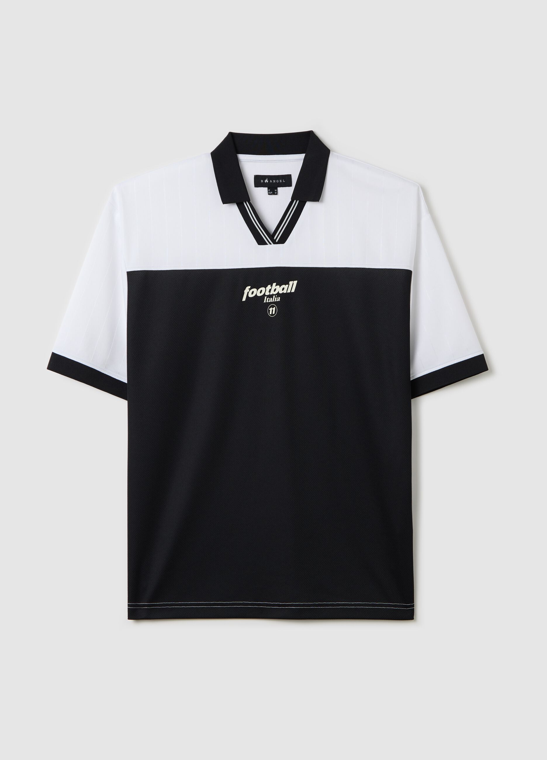 White and black T-shirt with print